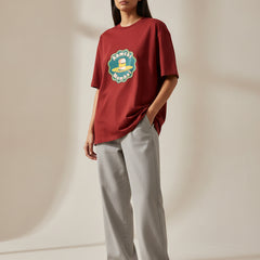 Mumbai themed red t-shirt for men and women with iconic vada pav illustration