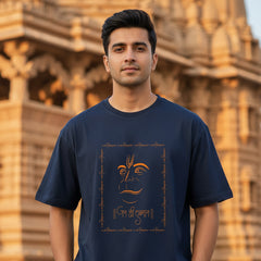 Blue t-shirt with 'Hold the Line' text on a white background