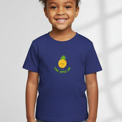 Blue t-shirt with customizable text or design area on a white background