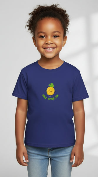 Blue t-shirt with customizable text or design area on a white background