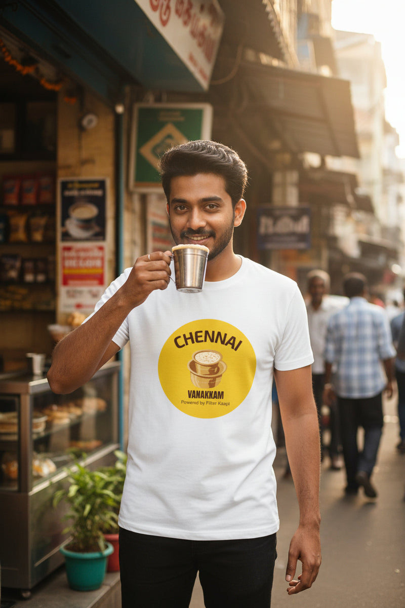 Chennai Vanakkam – Powered By Filter Kaapi T-Shirt