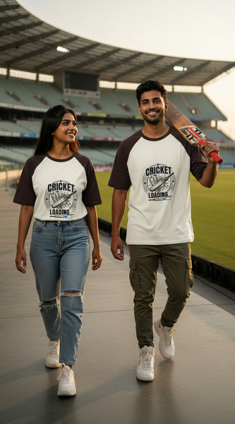 T-shirt with 'Cricket Loading' graphic on a white background