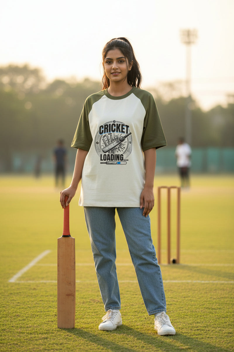 Baseball t-shirt with 'Cricket Loading' graphic on a white background
