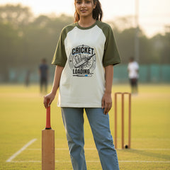 Baseball t-shirt with 'Cricket Loading' graphic on a white background
