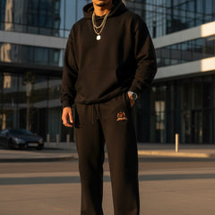 Black pants with a logo on a white background