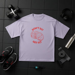 Light purple t-shirt with red graphic and text on a white background