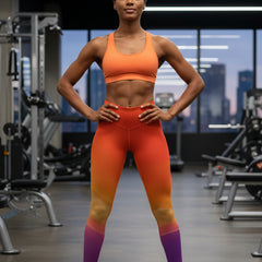 Multicolored leggings with a gradient design on a white background