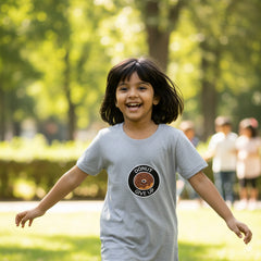Gray t-shirt with a 'Donut Give Up' graphic on a white background