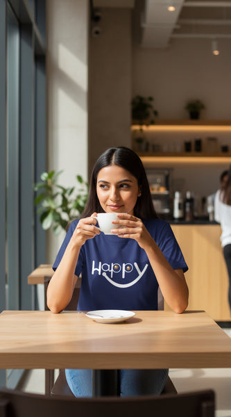 Happy Smiley Graphic T-Shirt for Men & Women royal blue