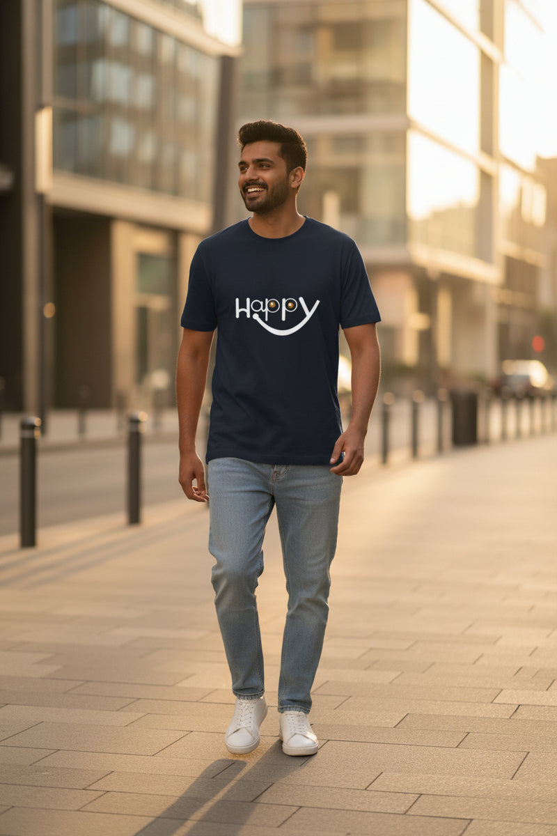Happy Smiley Graphic T-Shirt for Men & Women blue