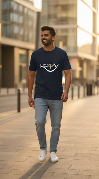Happy Smiley Graphic T-Shirt for Men & Women blue