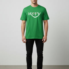 Happy Smiley Graphic Unisex Green T-Shirt