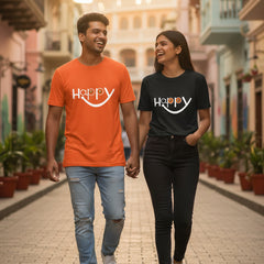 Happy Smiley Graphic Unisex Orange T-Shirt