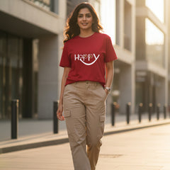 Happy Smiley Graphic Unisex Red T-Shirt