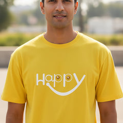 Happy Smiley Graphic Unisex T-Shirt Yellow