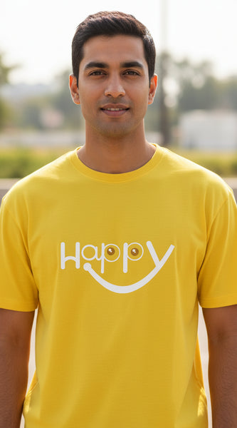 Happy Smiley Graphic Unisex T-Shirt Yellow
