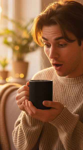 Mug with 'GOA' design being filled with hot liquid