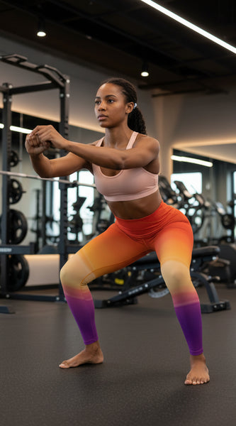 Multicolored leggings with a gradient design on a white background