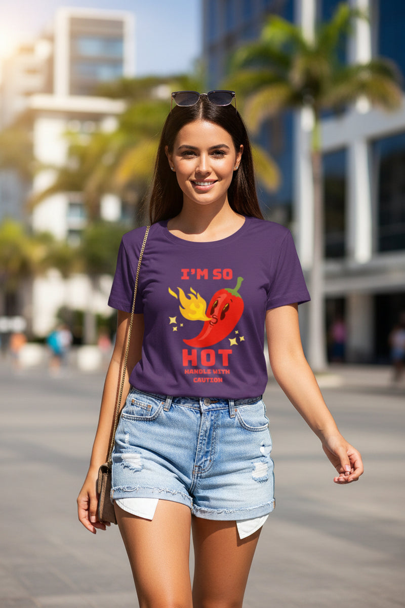 I'm So Hot Handle With Caution Purple Tee | Byfila