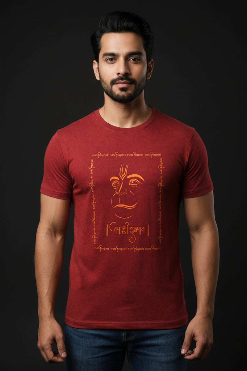 Red t-shirt on a light gray background