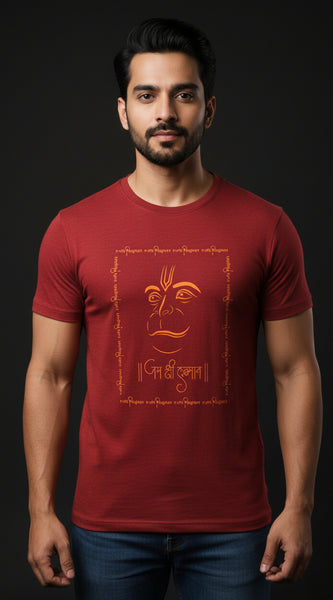 Red t-shirt on a light gray background