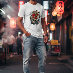 Japanese Dragon Rising Sun Graphic Unisex Basic T-Shirt | Byfila