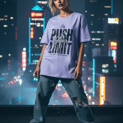 Light purple t-shirt with motivational text design on a white background
