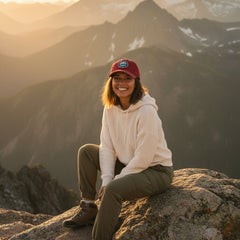 Red cap with a logo on a white background