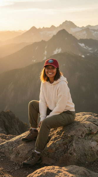 Red cap with a logo on a white background