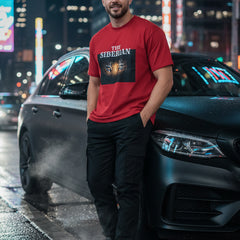 Red t-shirt with 'The Siberian' graphic featuring a tiger on a white background